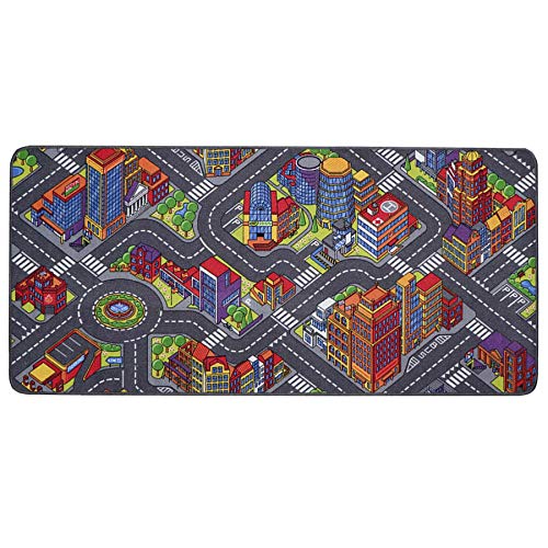 Alfombra Infatil GRAND CIUDAD 95cm x 200cm, Alfombra Coches Circuito | Alfombra Carretera Infantil de Juegos