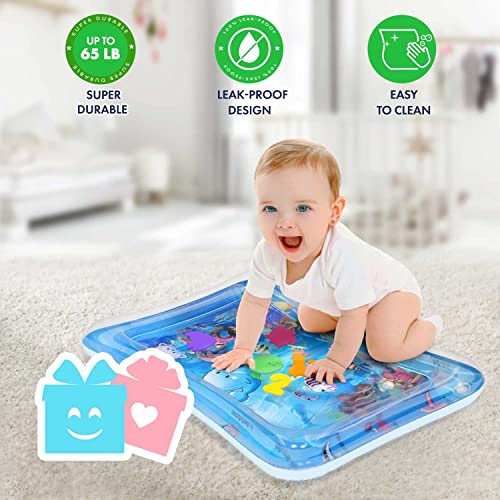 Alfombra Inflable con Agua, JunD Tapete de Agua para Bebés, Tapete de PVC a Prueba de Fugas para Bebés, Tummy Mat para Bebés, Juguetes para Bebés de 3 + meses, Regalo para Bebés