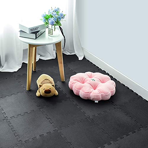 Alfombra Puzzle para Niños Bebe Infantil - Suelo de Goma EVA Suave. 25 Piezas (30 * 30 * 1cm), Negro. QQC-Db25N