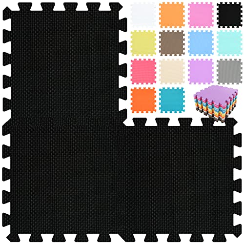 Alfombra Puzzle para Niños Bebe Infantil - Suelo de Goma EVA Suave. 25 Piezas (30 * 30 * 1cm), Negro. QQC-Db25N