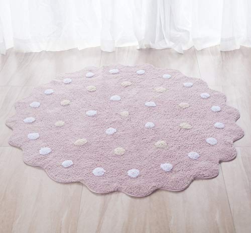 Alfombra,Alfombra Moderna, Peluda, Antideslizante, Rosa, con Forma De Galleta, para Sala De Estar, Tacto Suave Y Esponjoso, Alfombras Que No Se Desprenden, Adecuadas para El Dormitorio, Guardería,