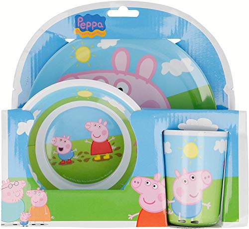 ALMACENESADAN 2630; vajilla Reutilizable Peppa Pig; Compuesto por Vaso; Plato y Cuenco; No BPA