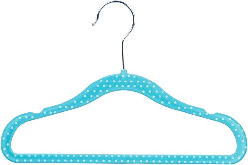 Amazon Basics - Perchas infantiles de terciopelo - Paquete de 30, Azul (lunares)