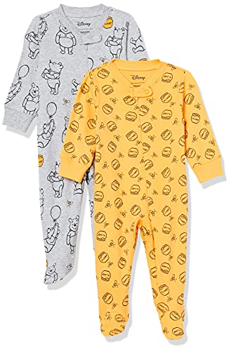 Amazon Essentials Disney Star Wars Marvel Cotton Footed Sleep and Play Durmientes, Paquete de 2 Winnie The Pooh Oh Bother, 6 Meses, Pack de 2