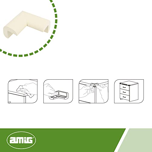 Amig - Protectores de Cantos Flexibles y Transparentes para Colocar en Muebles, Mesas, Sillas y otro Mobiliario - Paquete 4 uds Goma NBR, Seguridad para bebé en hogar, Blanco, (CS502)