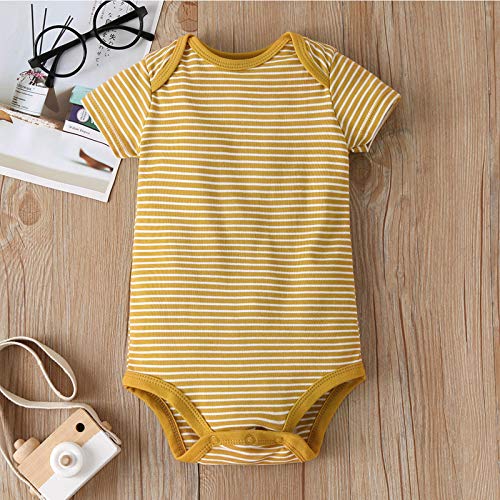 amropi Bebé Niños Body Pack de 5 Mono Mameluco Manga Corta Niñas Algodón Pelele Conjuntos Azul/Amarillo/Naranja,6-9 Meses