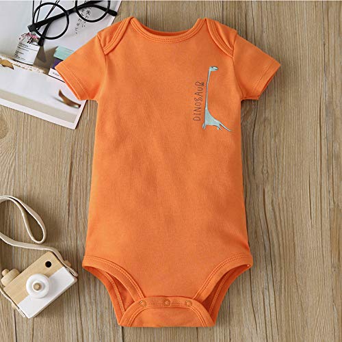 amropi Bebé Niños Body Pack de 5 Mono Mameluco Manga Corta Niñas Algodón Pelele Conjuntos Azul/Amarillo/Naranja,6-9 Meses