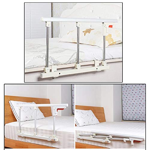 AMSXNOO Barrera De Cama, para Ninos Bebe Adulto Anticaidas Infantil, Safety Abatible Estable Barandilla De Seguridad Acero Carbono Desmontable(Silver-70x3x40cm)