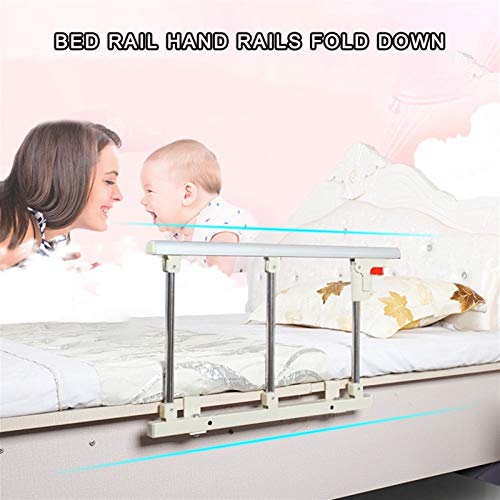 AMSXNOO Barrera De Cama, para Ninos Bebe Adulto Anticaidas Infantil, Safety Abatible Estable Barandilla De Seguridad Acero Carbono Desmontable(Silver-70x3x40cm)