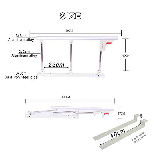 AMSXNOO Barrera De Cama, para Ninos Bebe Adulto Anticaidas Infantil, Safety Abatible Estable Barandilla De Seguridad Acero Carbono Desmontable(Silver-70x3x40cm)