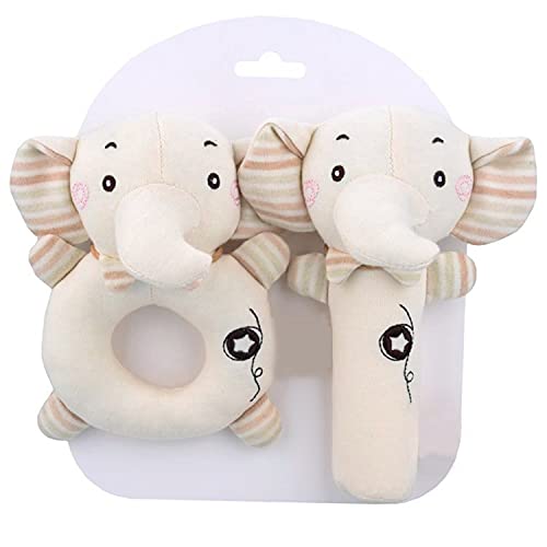 Anguxer 2 Piezas Sonajero de Juguete, Sonajero Peluche para bebé, Sonajero con campana, un Muñeca de Peluche apto para bebés mayores de 3 meses