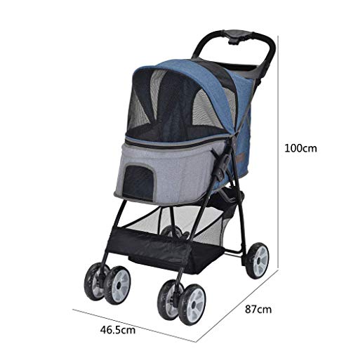 Ann-Pet stroller Carrito para Perros Cochecito para Mascotas, Multifunción Tres Ruedas Perrito Gato Mascota Carrito Viaje Mascotas Silla Paseo Frenos Traseros Máximo, para Peso 2-20 Kg Mascota