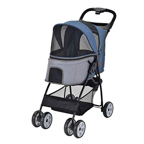 Ann-Pet stroller Carrito para Perros Cochecito para Mascotas, Multifunción Tres Ruedas Perrito Gato Mascota Carrito Viaje Mascotas Silla Paseo Frenos Traseros Máximo, para Peso 2-20 Kg Mascota