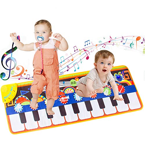 AOYMJRS Alfombrilla Musical, Alfombra para Piano con 19 Teclados Altavoz Incorporado y Función de Grabación (43.3 * 14 Pulgadas) Divertido Tapete de Baile para Niños Pequeños Niñas Regalo