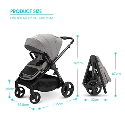 APRAMO EXXPLORE Bebé Silla de Paseo Reversible Infantil Multifuncional Carrito Plegable Compatible con Capazo y Bebé Silla de Coche (Negro)