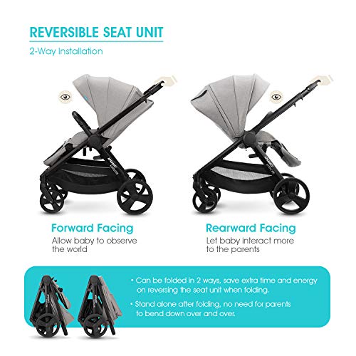 APRAMO EXXPLORE Bebé Silla de Paseo Reversible Infantil Multifuncional Carrito Plegable Compatible con Capazo y Bebé Silla de Coche (Negro)