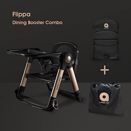 APRAMO FLIPPA Elevador de Siento de Silla Portátil Trona Alzador Plegable de Silla para Bebé Comer Alimentar con Bandeja Extraíble (Oro Mágico)