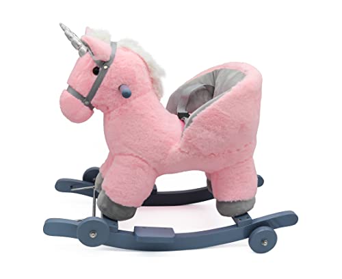 ATAA Toys Balancín Caballo Convertible 2 en 1 - Rosa - Caballito balancín y correpasillos Unicornio de Peluche Infantil