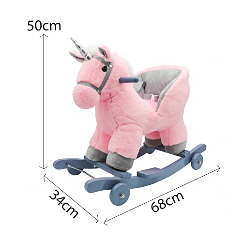 ATAA Toys Balancín Caballo Convertible 2 en 1 - Rosa - Caballito balancín y correpasillos Unicornio de Peluche Infantil