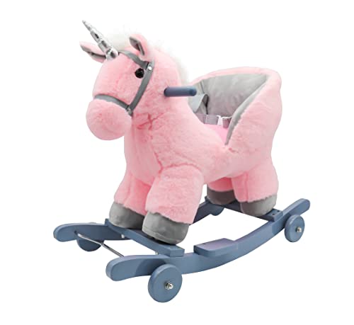 ATAA Toys Balancín Caballo Convertible 2 en 1 - Rosa - Caballito balancín y correpasillos Unicornio de Peluche Infantil