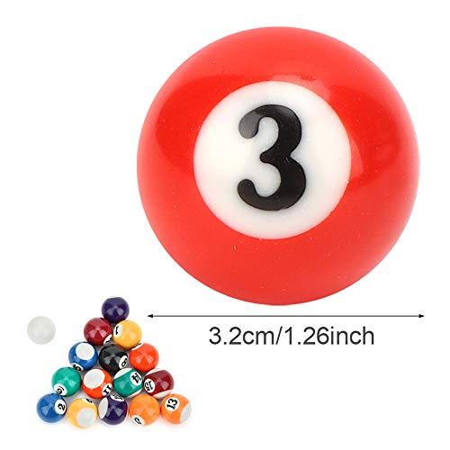 Ausla Mini Juego de Billar de Bolas de Billar, 16 Uds. de Bolas de Billar de Resina de 32MM, Mesa de Billar Incluye 15 Bolas Numeradas Y 1 Bola Blanca