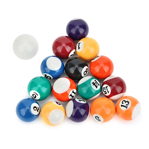 Ausla Mini Juego de Billar de Bolas de Billar, 16 Uds. de Bolas de Billar de Resina de 32MM, Mesa de Billar Incluye 15 Bolas Numeradas Y 1 Bola Blanca