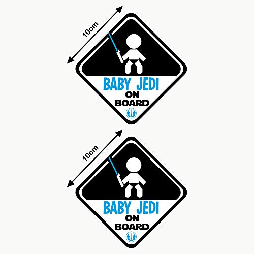 Autodomy Pegatinas Baby Jedi Niño Baby On Board Bebé a Bordo Baby in Car Pack 2 Unidades para Coche (Externo)