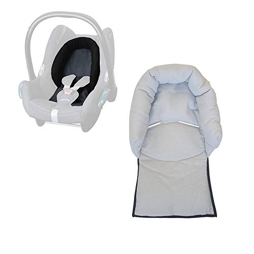 Aveanit Reductor Para Silla de Bebé Maxi Cosi Bebe Silla de Coche y Paseo Universal - Reposacabezas Acolchado Para Portabebés - Reductor de Asiento Cabriofix Citi NewBorn - 100 % Algodón, Color Gris