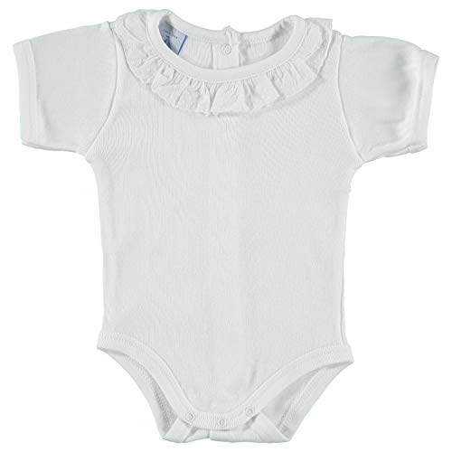 BABIDU 1193 Body m/Corta Cuello Batista Ropa de Bautizo, Blanco (Blanco 1), 92 (Tamaño del Fabricante:24) Unisex bebé