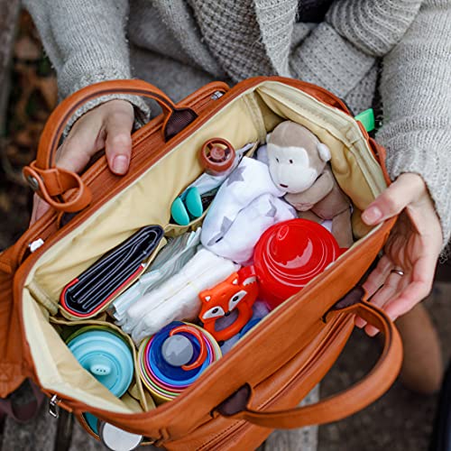 Baby Uma Elegante bolsa de cambio de piel vegana – Mochila unisex para bebé, una verdadera bolsa Mary Poppins con compartimentos, marrón