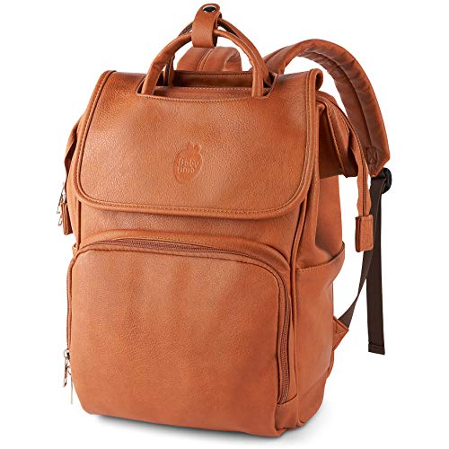 Baby Uma Elegante bolsa de cambio de piel vegana – Mochila unisex para bebé, una verdadera bolsa Mary Poppins con compartimentos, marrón