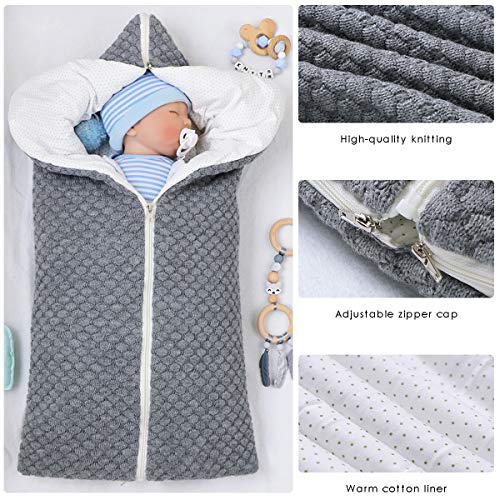 Baby Wrap Swaddle Manta de Punto Saco de Dormir Saco de Dormir Cochecito de Abrigo Suave Y Cálido para 0-12 Meses Bebés Unisex