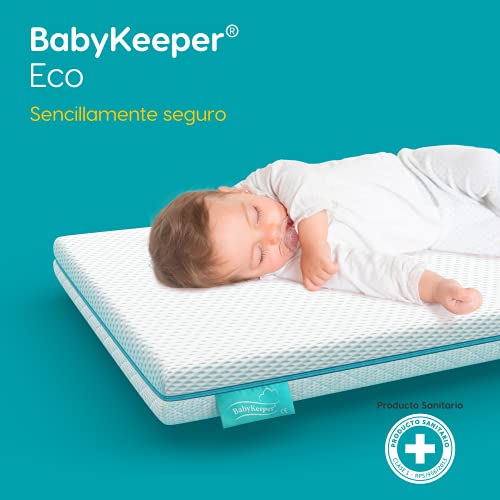 BabyKeeper | Colchón de Cuna Eco | Núcleo ECA Antiahogo | Funda 3D Transpirable | Previene la plagiocefalia (50x80)