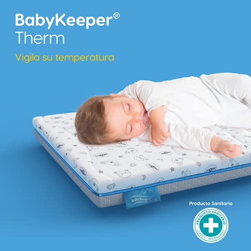 BabyKeeper | Colchón de Cuna Therm | Previene la Muerte súbita | Tecnología Auto Higienizante | Avisa de la Fiebre | Previene la plagiocefalia (57x117)