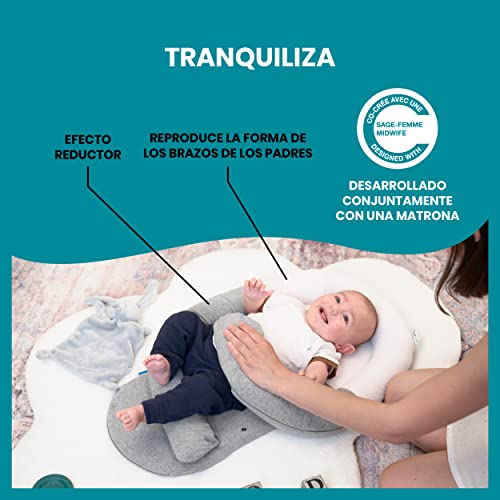 Babymoov Cloudnest Cocoon Reductor Para Bebés, Con Calentador Integrado Para Aliviar Los Cólicos - Algodón Orgánico Oeko-tex, Fabricado En Europa, Gris