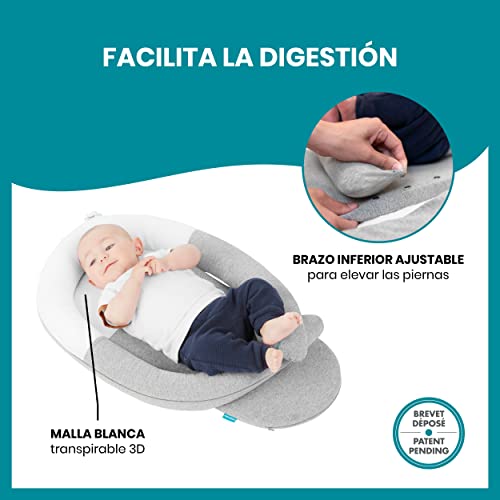 Babymoov Cloudnest Cocoon Reductor Para Bebés, Con Calentador Integrado Para Aliviar Los Cólicos - Algodón Orgánico Oeko-tex, Fabricado En Europa, Gris