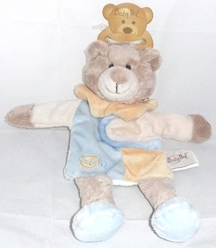 Babynat - Doudous et Peluches - Doudou Marionnette Ours - Bleu beige jaune - PE855BN