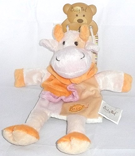 Babynat - Doudous et Peluches - Doudou Marionnette Vache - Orange et rose - 26 cm -PE855BN