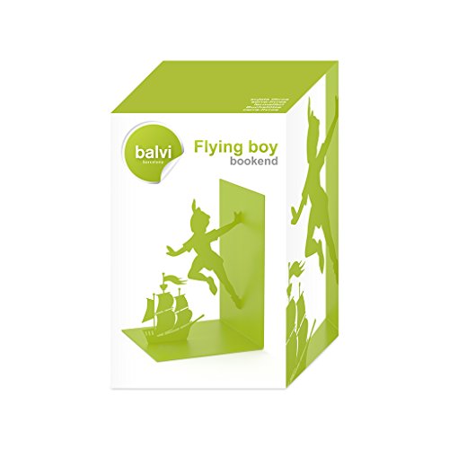 Balvi sujeta Libros Flying Boy Color Verde En Forma de Peter Pan Metal 17 cm