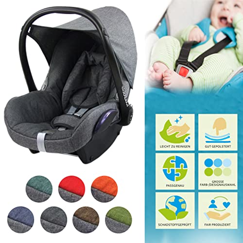 Bambiniwelt - Funda de repuesto compatible con Maxi-Cosi CabrioFix para portabebés, juego completo de 6 piezas (gris jaspeado y gris oscuro)