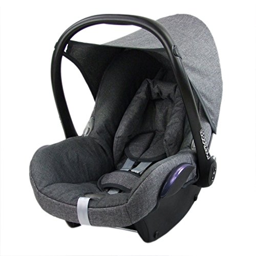 Bambiniwelt - Funda de repuesto compatible con Maxi-Cosi CabrioFix para portabebés, juego completo de 6 piezas (gris jaspeado y gris oscuro)