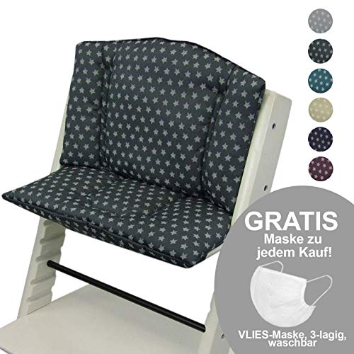 BambiniWelt - Juego de cojines de asiento para trona Stokke Tripp Trapp, 2 piezas, cojín de asiento, funda de cojín de repuesto, estrellas (beige) XX