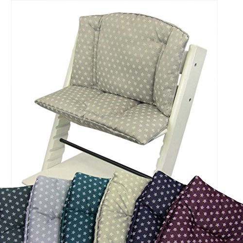 BambiniWelt - Juego de cojines de asiento para trona Stokke Tripp Trapp, 2 piezas, cojín de asiento, funda de cojín de repuesto, estrellas (beige) XX