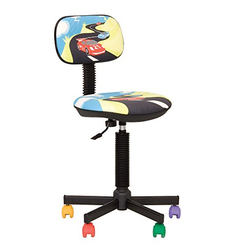 BAMBO – Silla de escritorio, infantil, ergonómica, altura del asiento de 42 cm a 56 cm, altura del respaldo ajustable, giratoria en 360°, ruedas multicolor (Turbo/Multicolor)