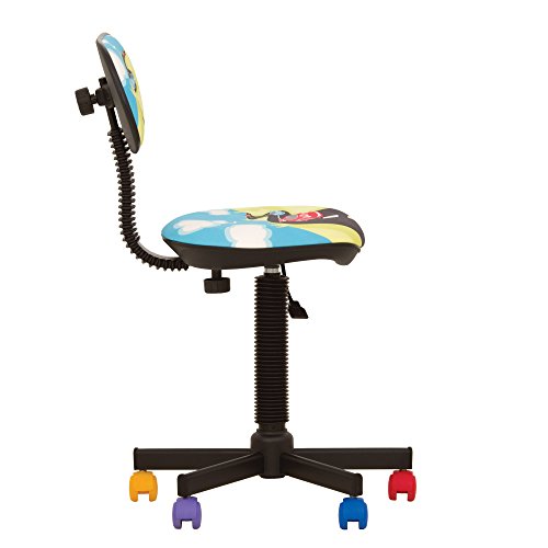 BAMBO – Silla de escritorio, infantil, ergonómica, altura del asiento de 42 cm a 56 cm, altura del respaldo ajustable, giratoria en 360°, ruedas multicolor (Turbo/Multicolor)