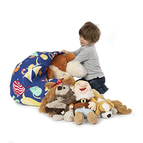 BANBALOO- Bolsa Puff XL para guardar juguetes de peluche-Saco almacenamiento para cojines y mantas convertible en sillón para niños- Organizador infantil.