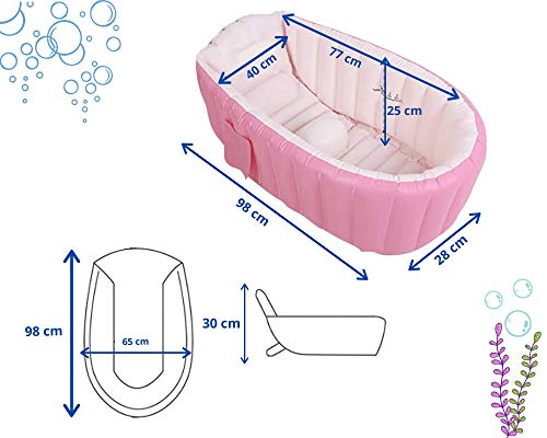 Bañera Plegable Bebé - Bañera Hinchable Bebe - Bañera Portátil Grande Para Bebés - Cómoda Bañera De Viaje Para Bebés Más Pequeños Y Más Grandes - Baño Seguro Y Cómodo Donde Quieras (Pink)