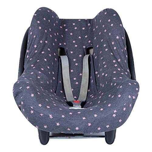 BAOBABS BCN - Funda de Algodón para Silla de Coche de Bebé | Fabricado en España | Grupo 0 - Universal | Protección transpirable y cómoda | Máxima calidad | Color Carbon Pink Old Stars