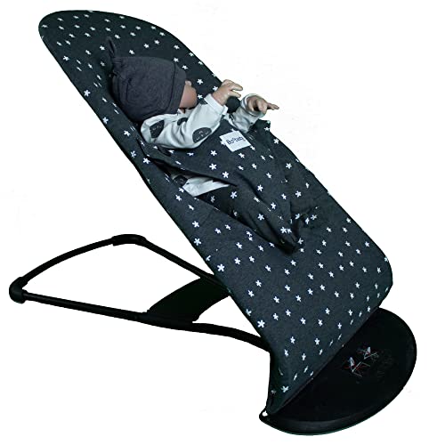 BAOBABS BCN - Funda para Hamaca Baby Björn Impermeable | Fabricado en España | Transpirable y Muy Cómoda | Funda de Tela para Babybjorn Bliss | Máxima Calidad | Estampado Carbon White Stars