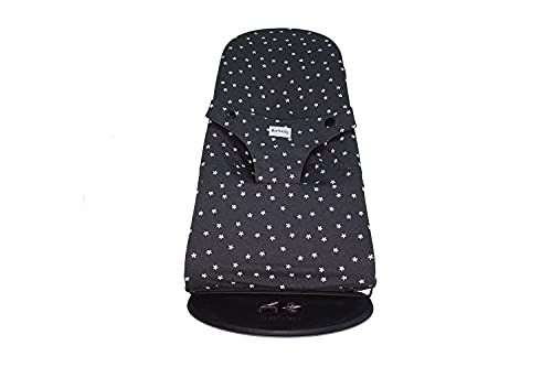 BAOBABS BCN - Funda para Hamaca Baby Björn Impermeable | Fabricado en España | Transpirable y Muy Cómoda | Funda de Tela para Babybjorn Bliss | Máxima Calidad | Estampado Carbon White Stars